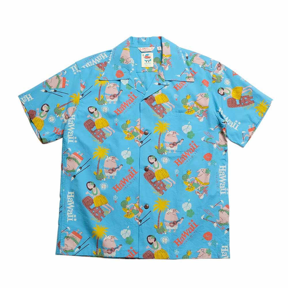 SUN SURF - COTTON SEERSUCKER OPEN SHIRT - TRIP TO HAWAII - by 柳原