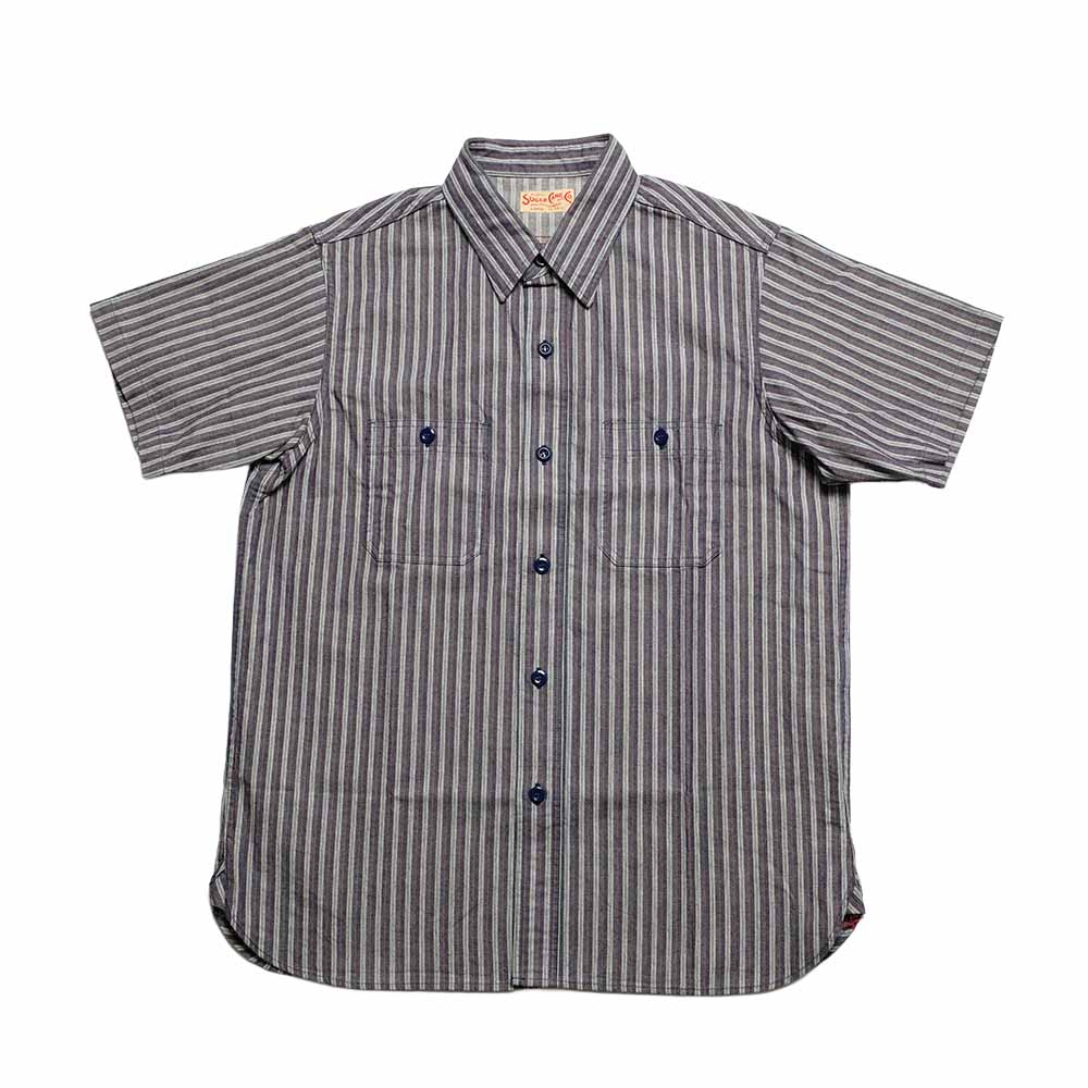 SUGAR CANE - COTTON STRIPE S/S WORK SHIRT - SC39730 – HINOYA