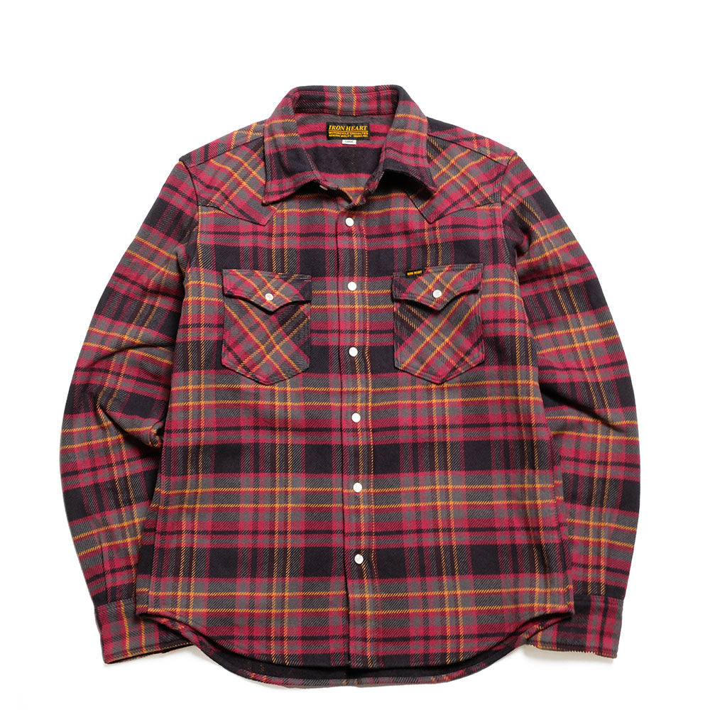 IRON HEART UHF WESTERN SHIRT PINK LINE PLAID IHSH-403
