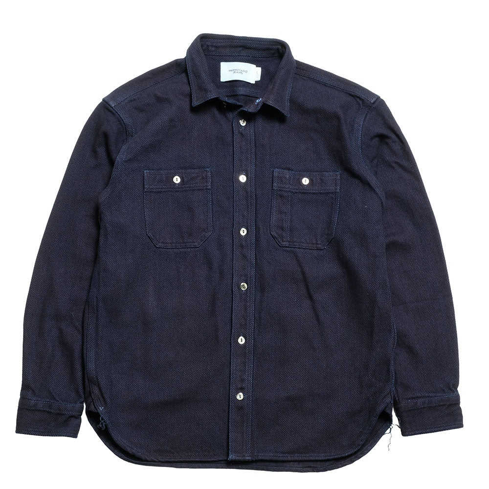 MOMOTARO JEANS - TRIPLE STITCH L/S DOBBY SHIRT - INDIGO - MXLS1036