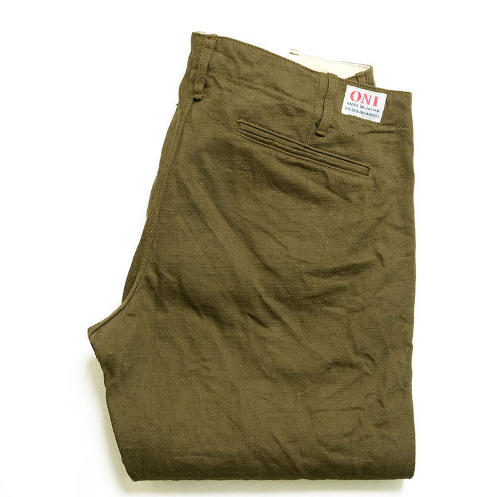 ONI DENIM - 12oz Dark-Olive Trousers - ONI-727DK