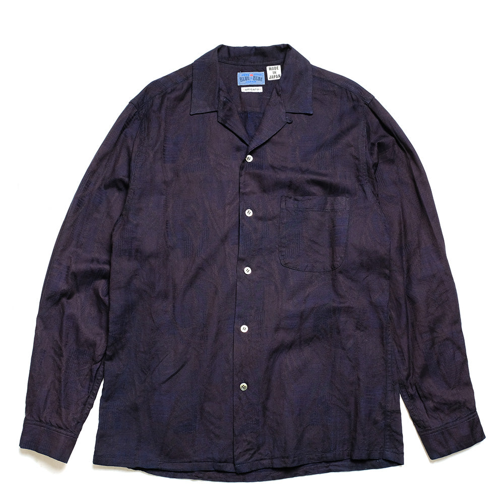 BLUE BLUE JAPAN  Indigo pampas grass jacquard open collar shirt  1002144