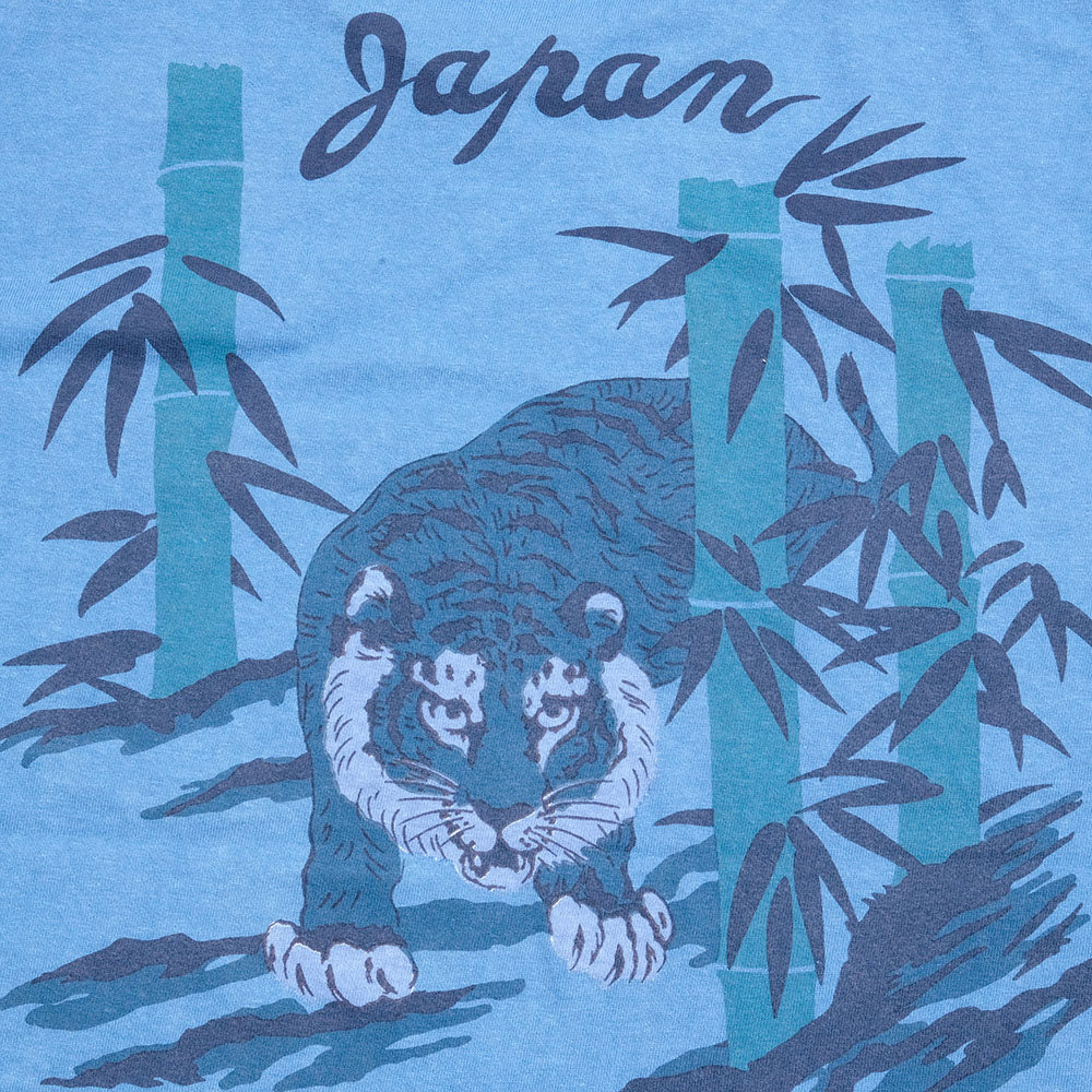 BLUE BLUE JAPAN - Bamboo and Tiger Back Print Indigo Pocket T-Shirt - 1007633
