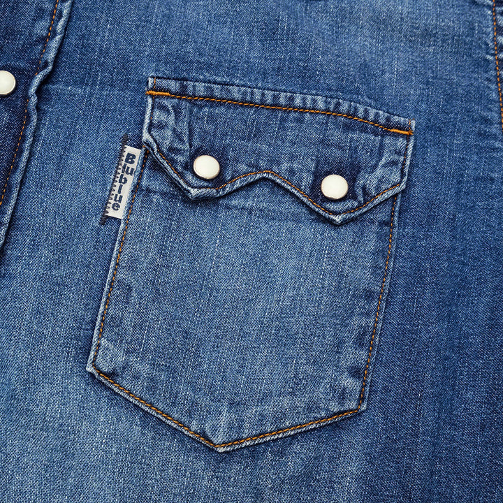 BLUE BLUE - ST814 - Light Denim ROPER Wash Western Shirt - 1007723