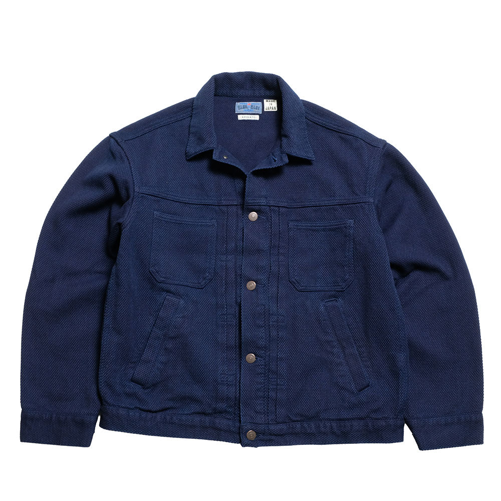 OHOTORO ネイビー スタンドカラー ジャンパー BLUE BLUE JAPAN - Honnai(Natural Indigo) Light Sashiko Trucker
