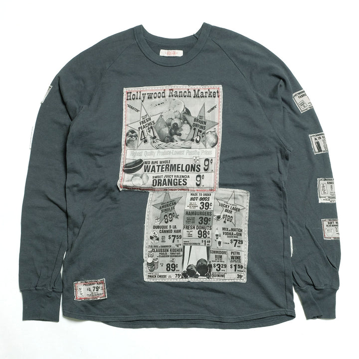 HOLLYWOOD RANCH MARKET - Gauze Urake(French Terry) Advertising Patchwork Long Sleeve - 1019324