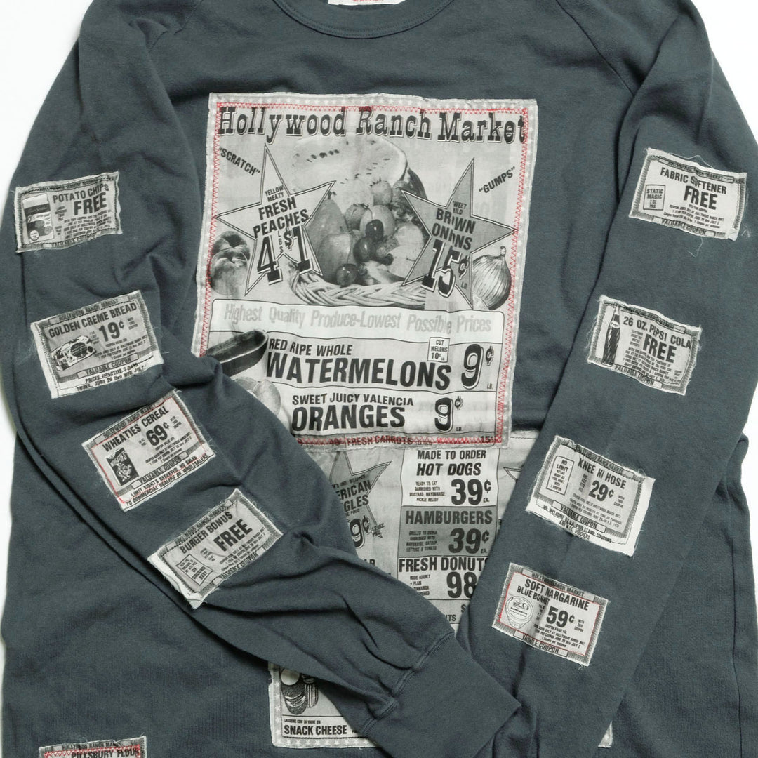 HOLLYWOOD RANCH MARKET - Gauze Urake(French Terry) Advertising Patchwork Long Sleeve - 1019324