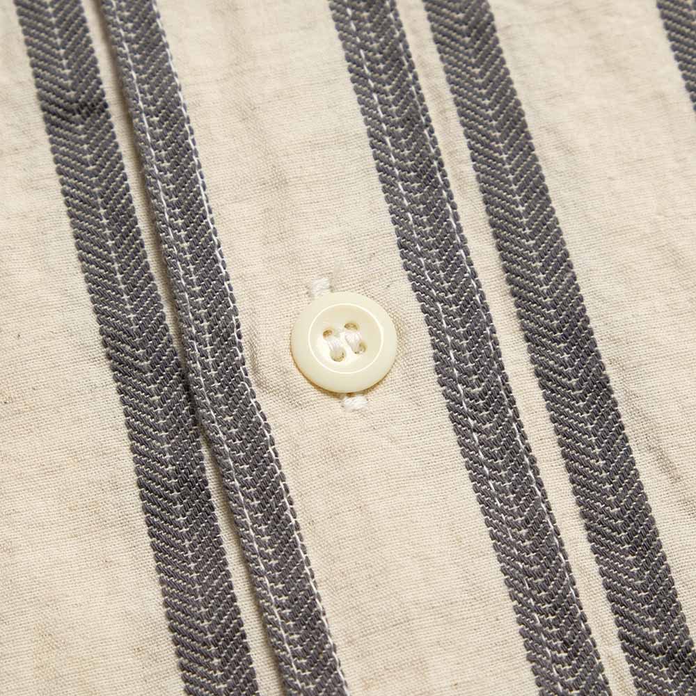 SUGAR CANE - COTTON LINEN - DOBBY HERRINGBONE STRIP - S/S WORK SHIRT - SC39727