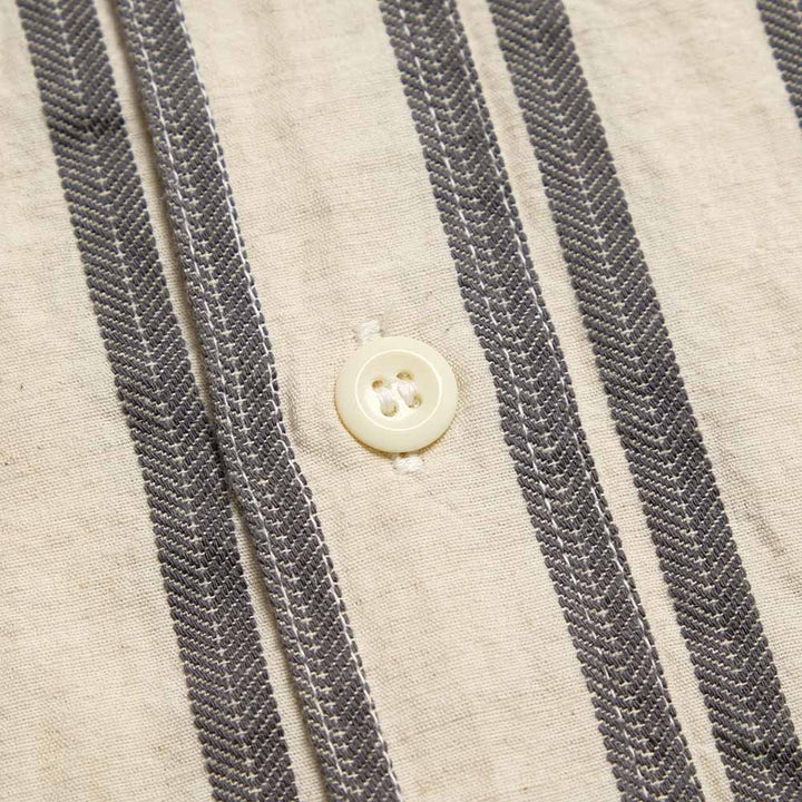 SUGAR CANE - COTTON LINEN - DOBBY HERRINGBONE STRIP - S/S WORK SHIRT - SC39727