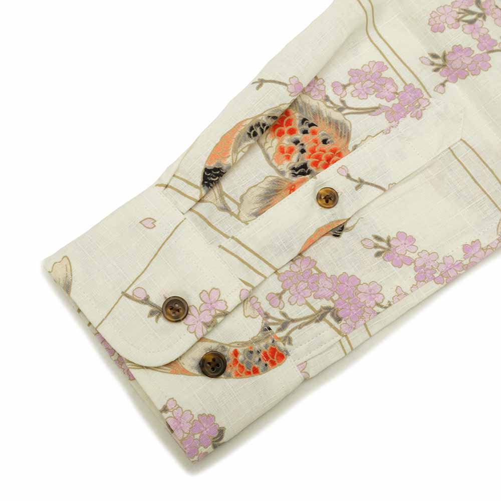 衣櫻 サザンクロス素材 長袖レギュラーシャツ 跳ね鯉 SA1565