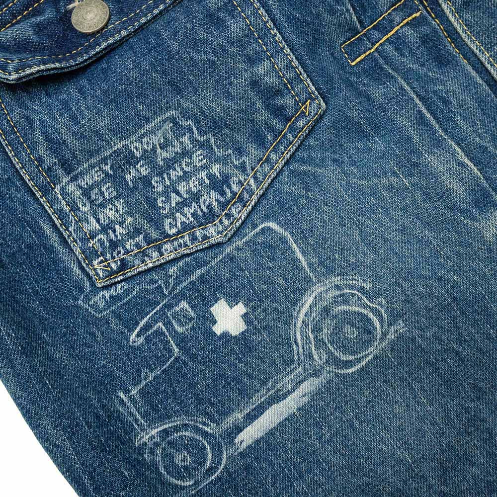 SUGAR CANE - 14.25oz. DENIM JACKET 1953 AGED MODEL CARTOON PAINT - SC15716