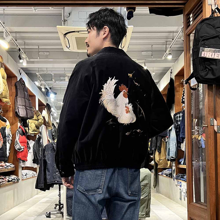 OLD JOE BRAND - STUNNING VELVET SOUVENIR JACKET - Niwatori(Rooster) to Hiyoko(Chick) - 252OJ-JK12