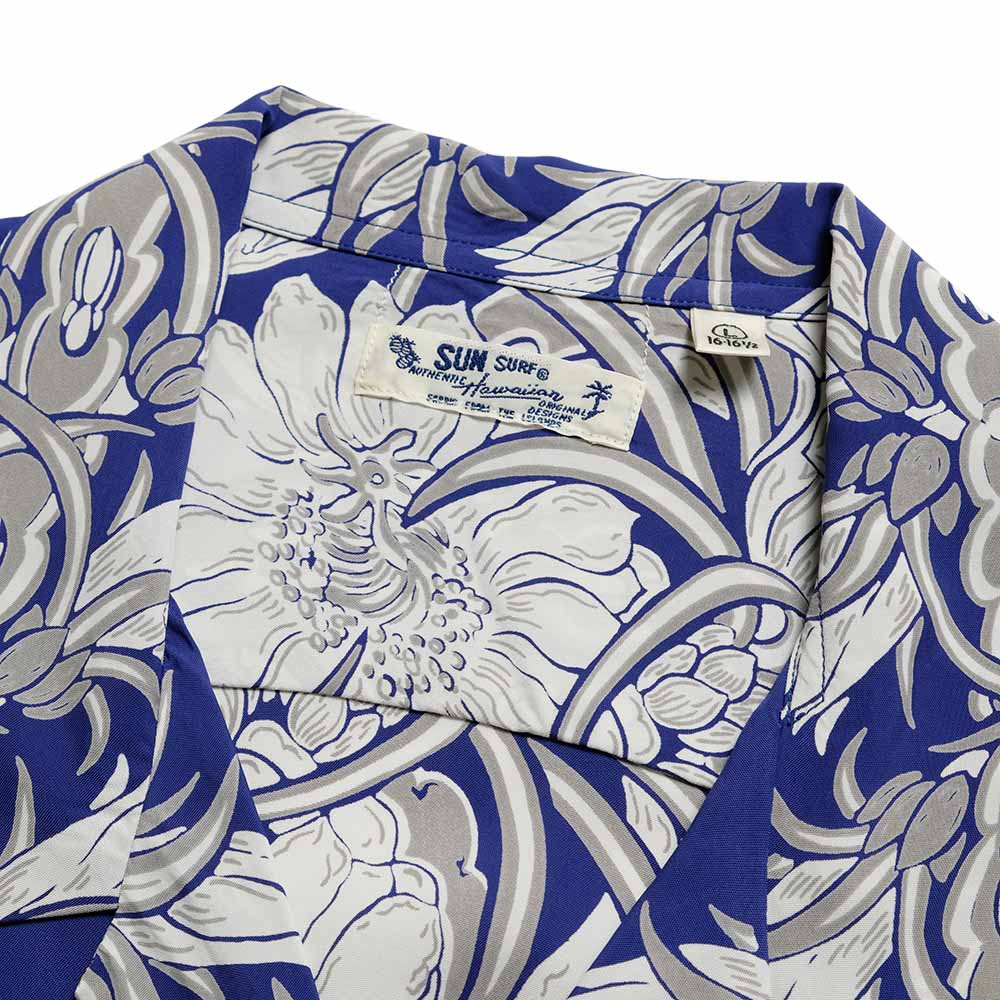 SUN SURF - L/S RAYON HAWAIIAN SHIRT - NIGHT BLOOMING CEREUS BORDER - SS29602