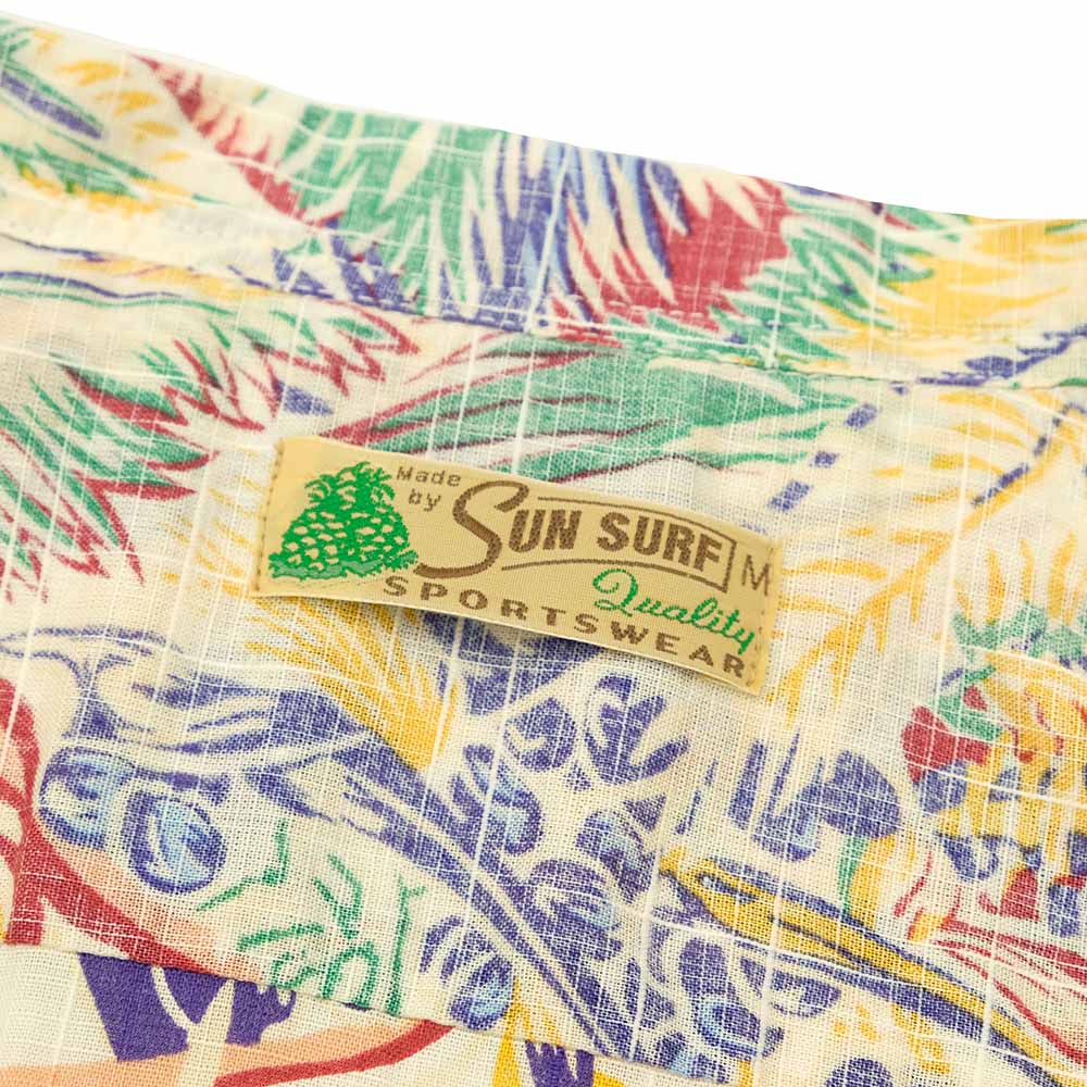 SUN SURF - COTTON LINEN SLUBYARN OPEN SHIRT - COCO PALMS - SS39503