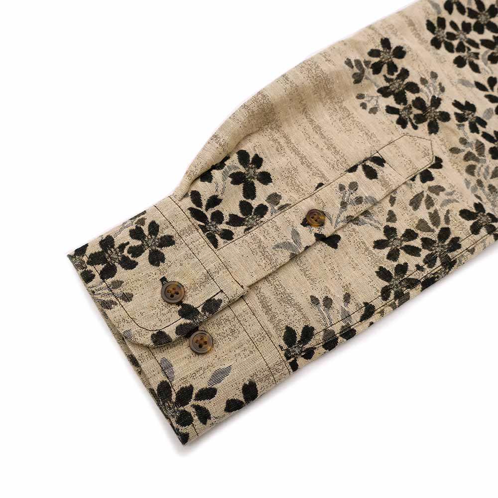 KOROMO ZAKURA - Double-weave Jacquard Gauze Cloth - Long-Sleeve Regular Shirt - Black Cherry Blossoms - SA1661