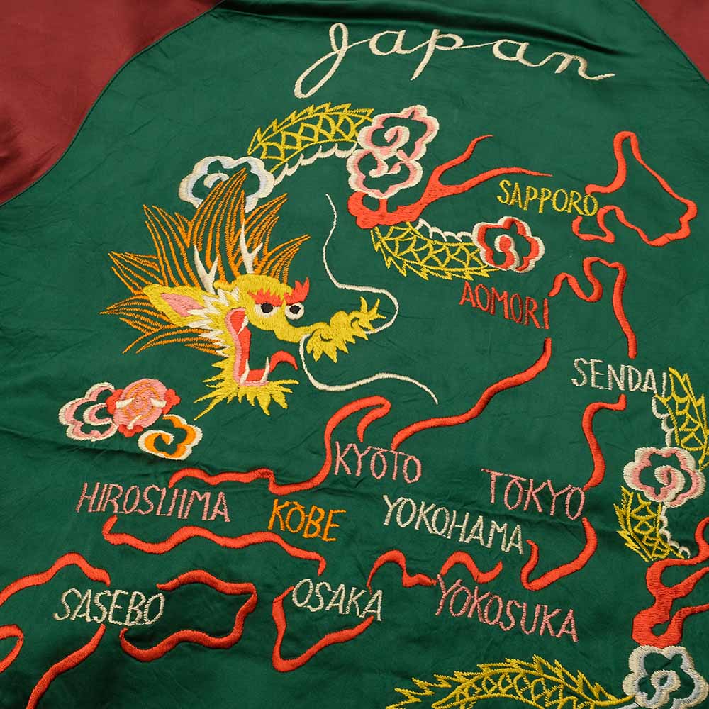 TAILOR TOYO - Late 1940s Style Acetate Souvenir Jacket - KOSHO & CO. Special Edition - DRAGON & JAPAN MAP × ROARING TIGER - TT15416-145