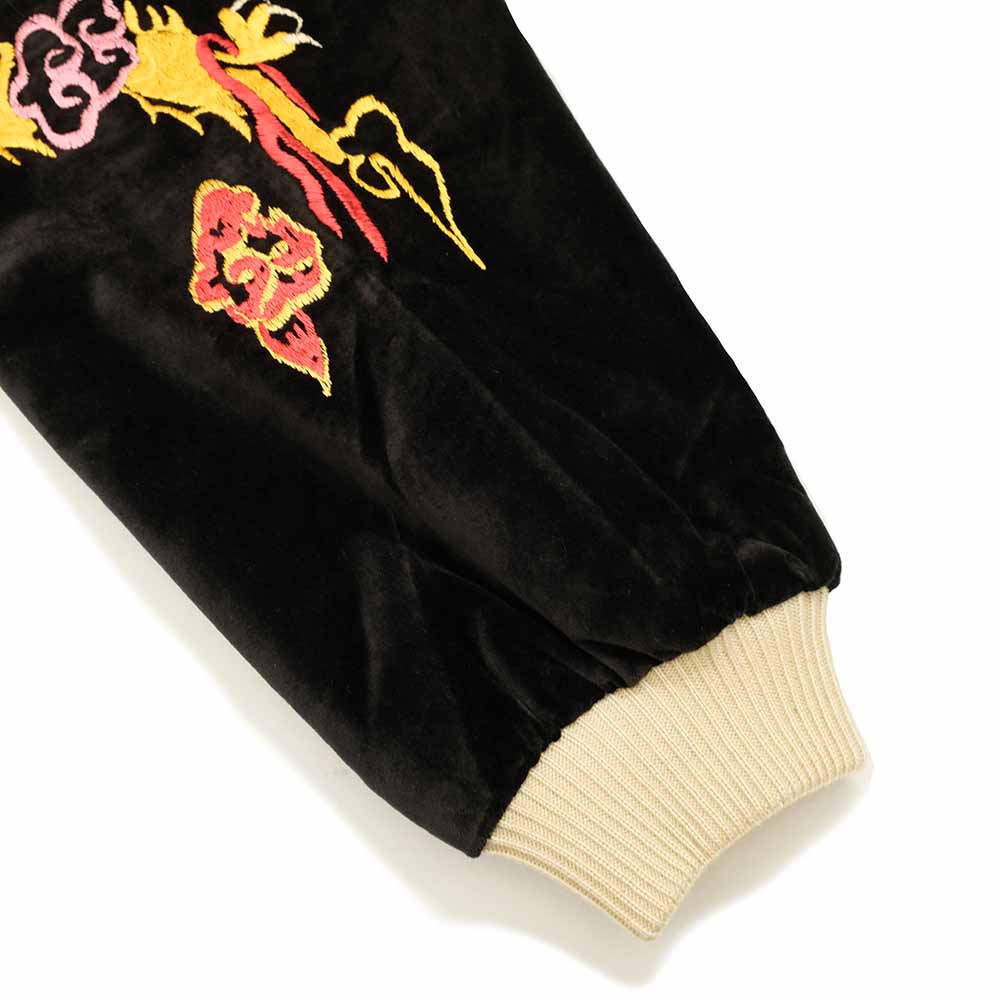 TAILOR TOYO - Mid 1950s Style Velveteen Souvenir Jacket - GOLD DRAGON & GOLD TIGER × JAPAN MAP - TT15840