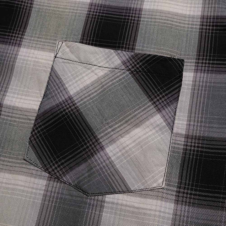 SUGAR CANE - COTTON OMBRE PLAID - S/S OPEN SHIRT - SC39724