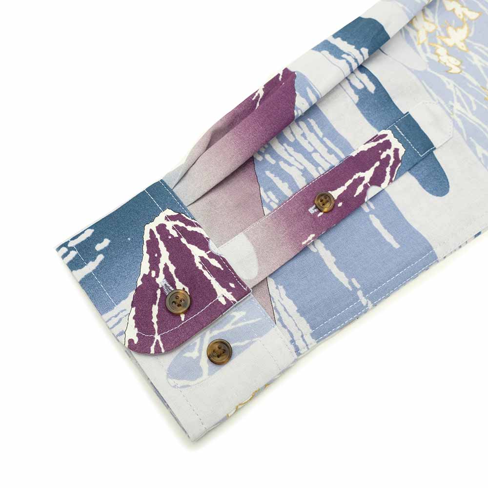 衣櫻 - シーチング素材 - 長袖レギュラーシャツ - 赤富士 - SA1665