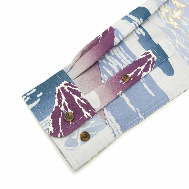 衣櫻 - シーチング素材 - 長袖レギュラーシャツ - 赤富士 - SA1665