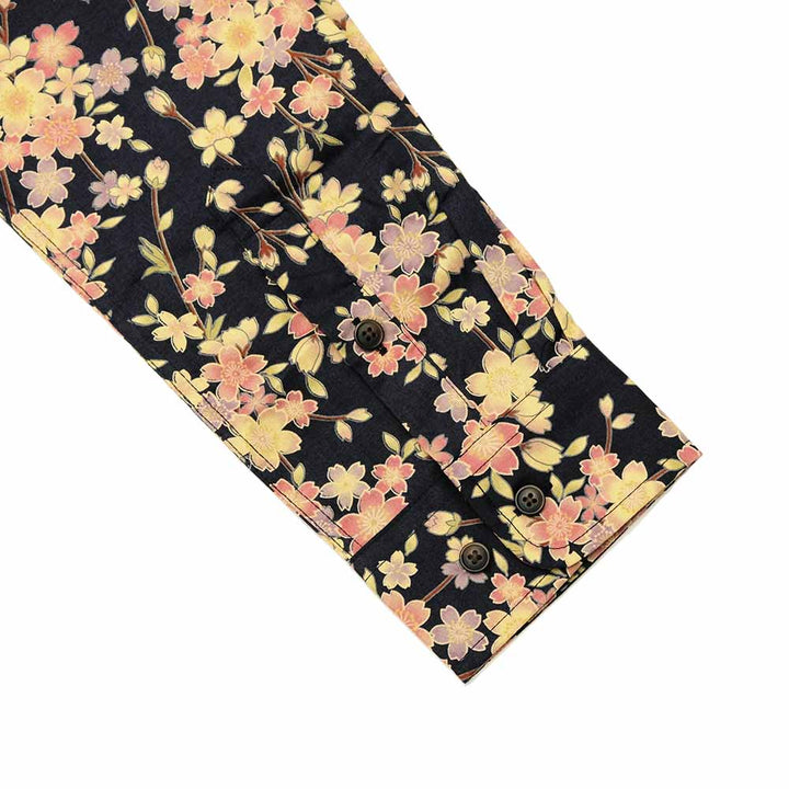 衣櫻 - シーチング素材 - 長袖レギュラーシャツ - 枝垂桜 - SA1721
