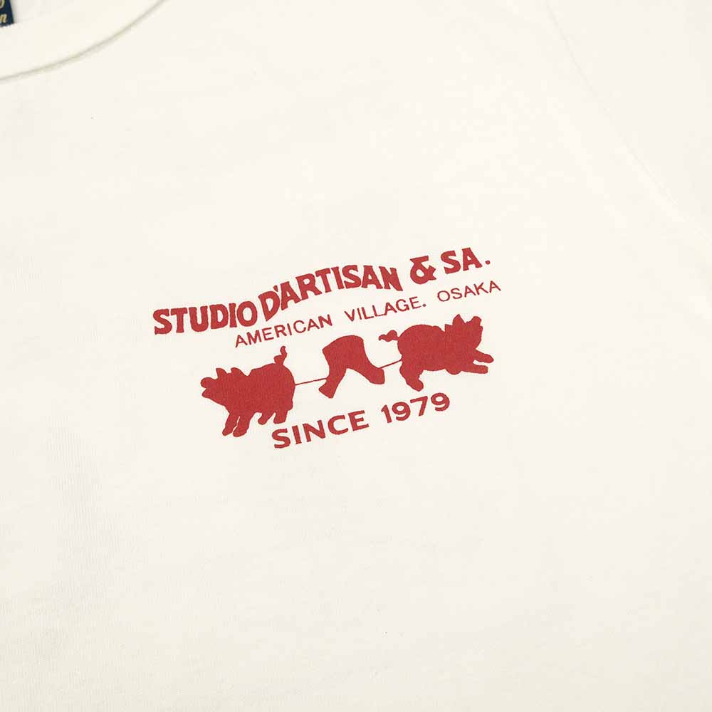 STUDIO D’ARTISAN - USA COTTON T-SHIRT - TWO PIG MARK - 8153
