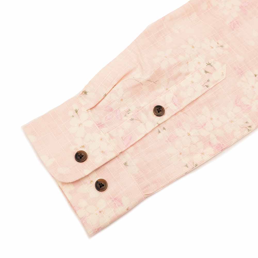 衣櫻 - サザンクロス素材 長袖レギュラーシャツ - 裏霞舞桜 - SA1743