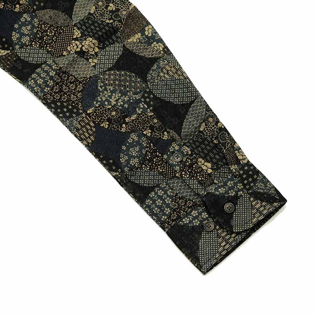 衣櫻 - ムラ糸クロス素材 - 長袖レギュラーシャツ - 変わり七宝 - SA1718