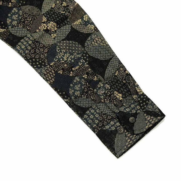 衣櫻 - ムラ糸クロス素材 - 長袖レギュラーシャツ - 変わり七宝 - SA1718