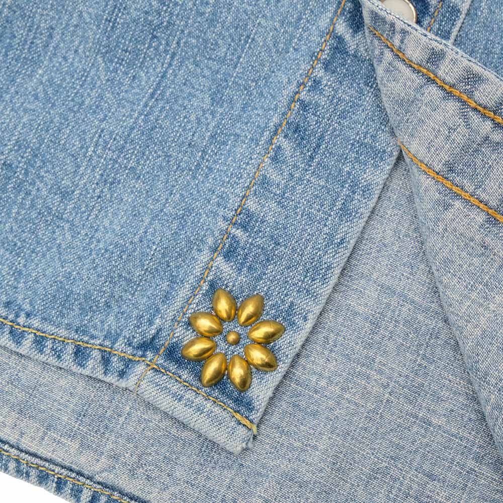REMI RELIEF - DENIM WESTERN SHIRT - Small Flower Studs - RN2014SDP