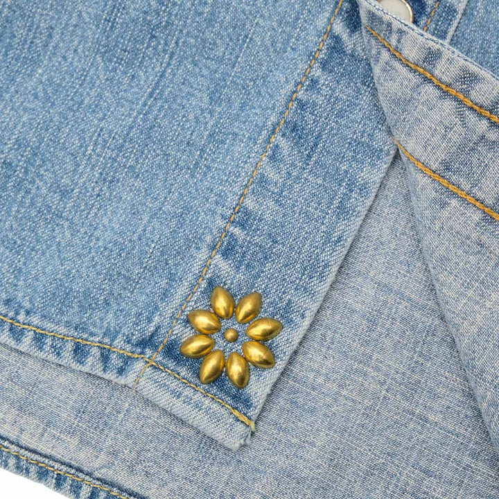 REMI RELIEF - DENIM WESTERN SHIRT - Small Flower Studs - RN2014SDP