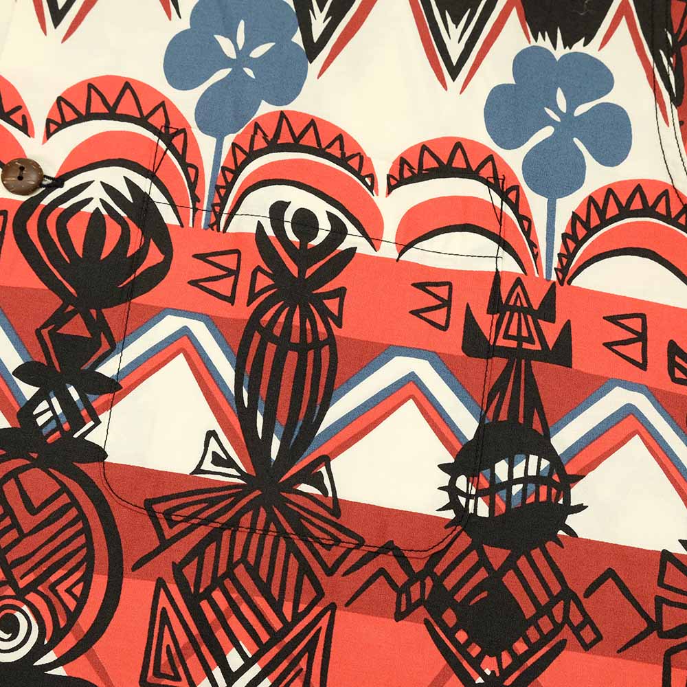 SUN SURF - COTTON BROAD OPEN SHIRT - TROPICAL WOODCUT - SS39504