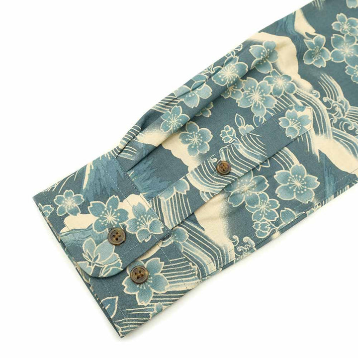 衣櫻 - シーチング素材 - 長袖レギュラーシャツ - 桜富士 - SA1664