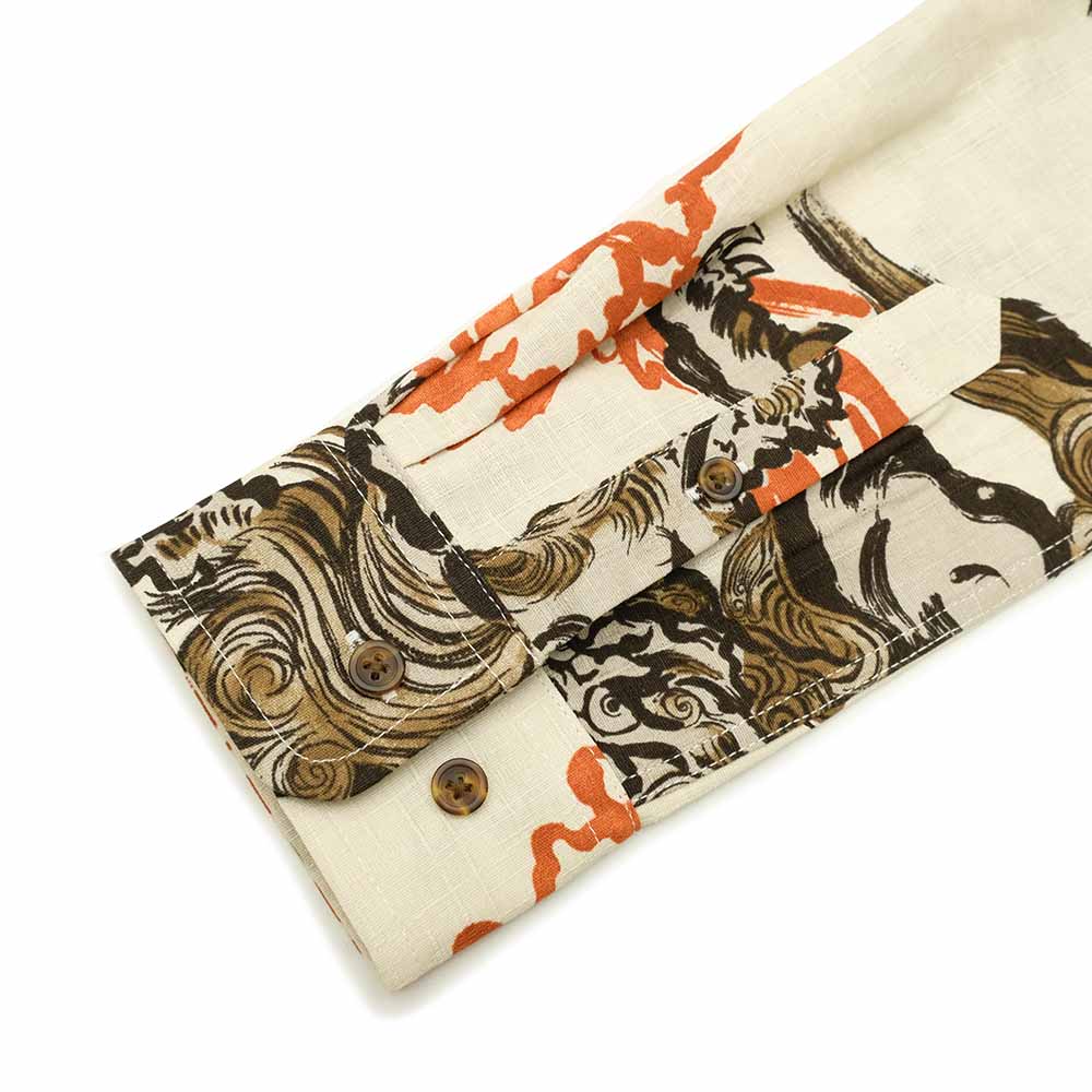 衣櫻 - サザンクロス素材 - 長袖レギュラーシャツ - 唐獅子牡丹 - SA1670