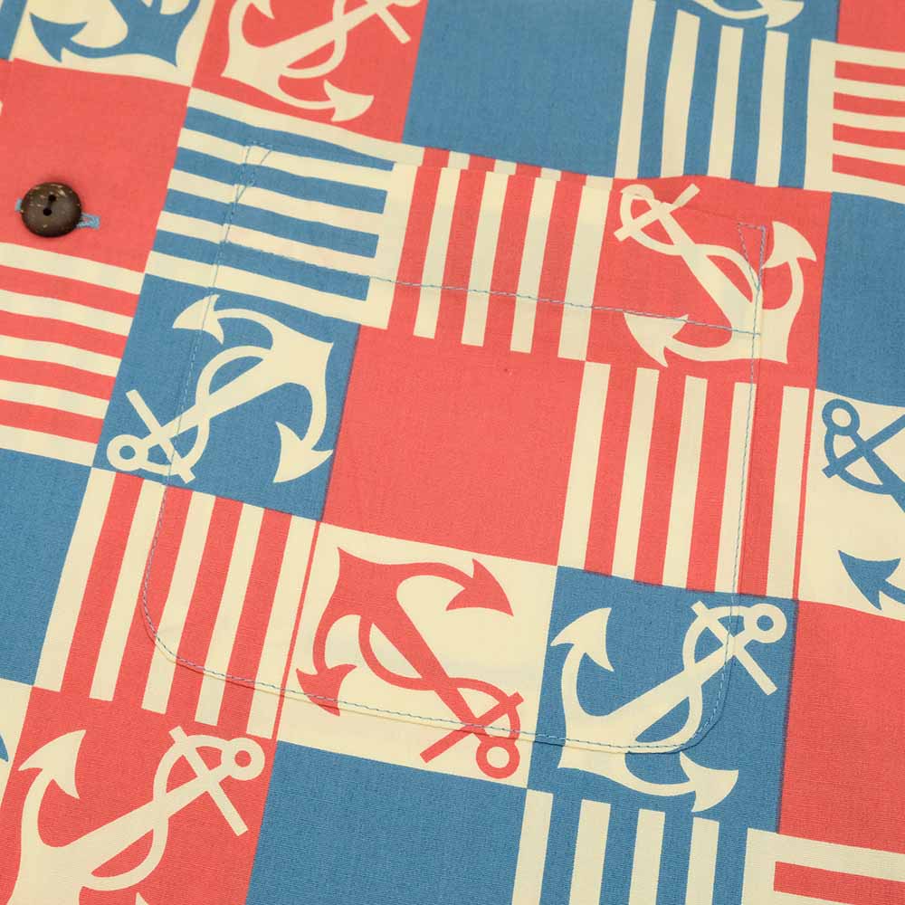 SUN SURF - COTTON BROAD OPEN SHIRT - ANCHOR SQUARES - SS39506