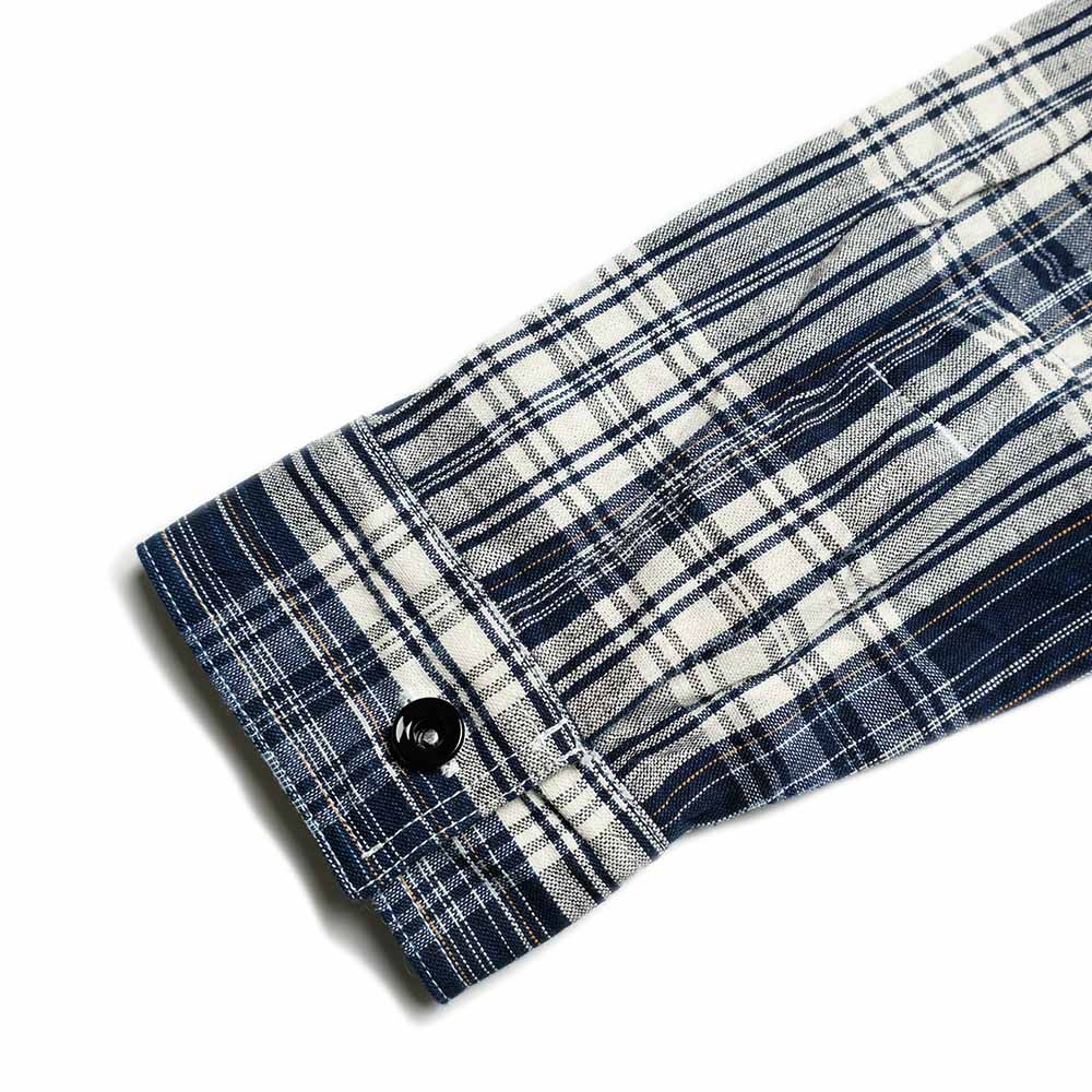 SUGAR CANE - FICTION ROMANCE - 6oz. INDIGO CHECK WORK SHIRT - SC29670