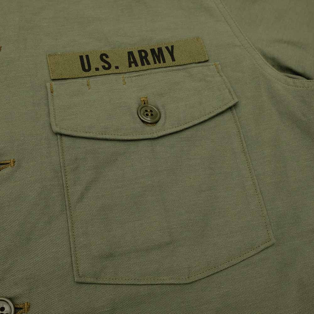 BUZZ RICKSON'S - SHIRT MAN'S COTTON SATEEN OLIVE GREEN SHADE107 - DEMILITARIZED ZONE - BR29586