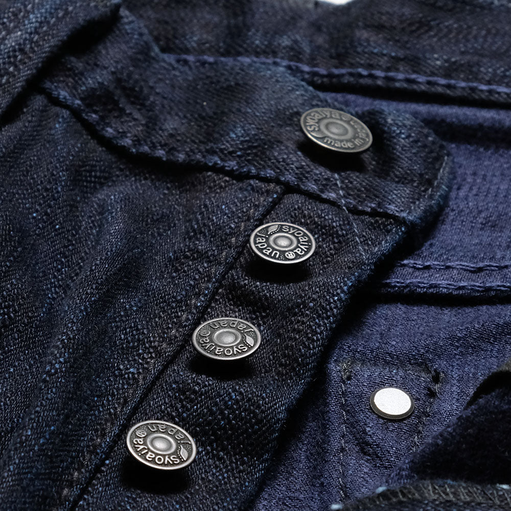 pure blue japan - 13oz Extra Slub Stretch Denim Relaxed Tapered - Double Indigo - 1167-WID