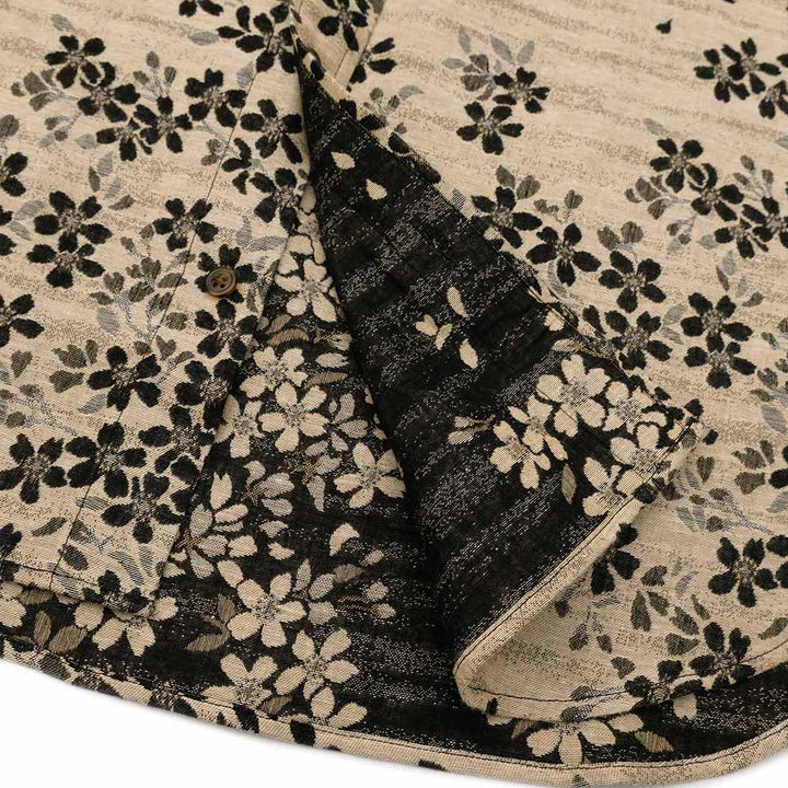 KOROMO ZAKURA - Double-weave Jacquard Gauze Cloth - Long-Sleeve Regular Shirt - Black Cherry Blossoms - SA1661