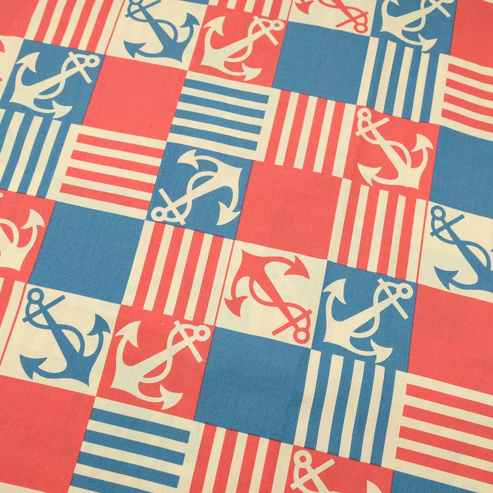 SUN SURF - COTTON BROAD OPEN SHIRT - ANCHOR SQUARES - SS39506