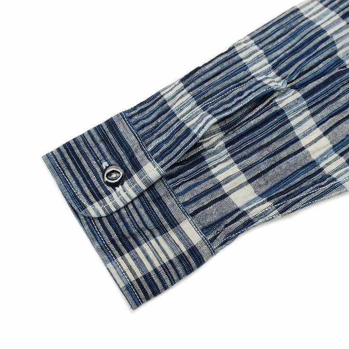 SUGAR CANE - FICTION ROMANCE 5oz. INDIGO PLAID WORK SHIRT - SC29591