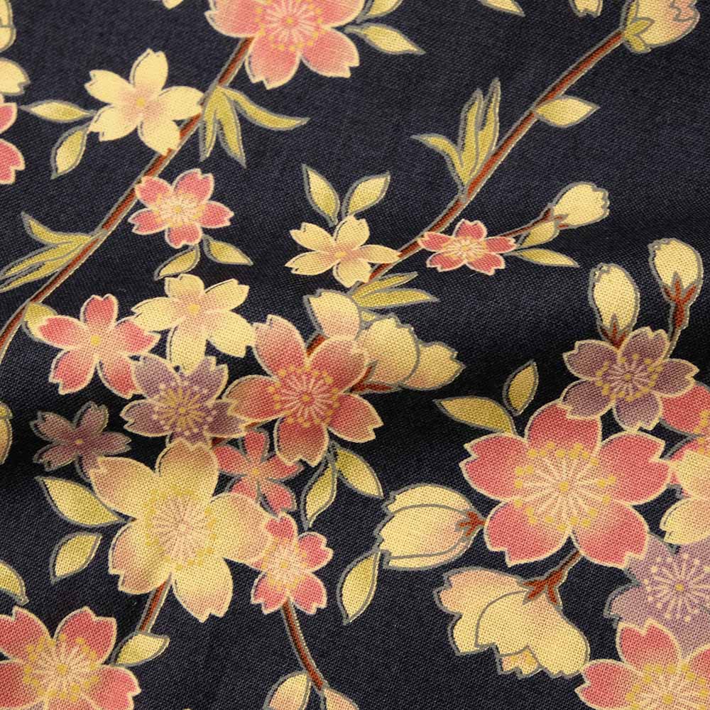 衣櫻 - シーチング素材 - 長袖レギュラーシャツ - 枝垂桜 - SA1721