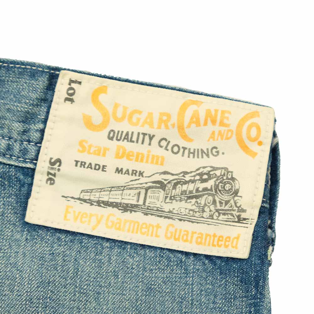 SUGAR CANE - 11oz. BLUE DENIM WORK SHORTS - AGED MODEL - SC52568