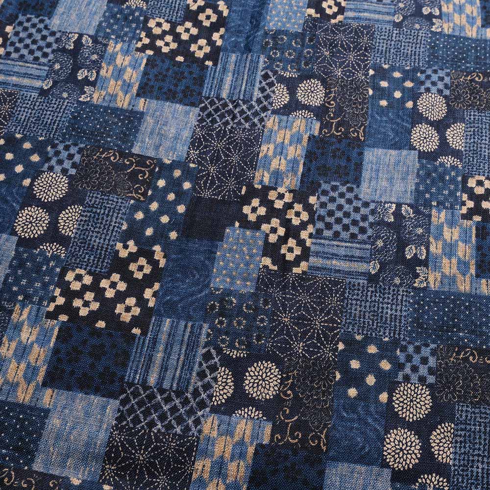 KOROMO ZAKURA - Uneven Yarn Cloth - Long-Sleeve Regular Shirt - Oshima-style patchwork pattern - SA1783