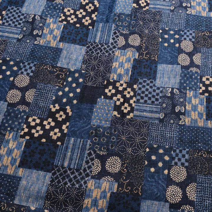 KOROMO ZAKURA - Uneven Yarn Cloth - Long-Sleeve Regular Shirt - Oshima-style patchwork pattern - SA1783