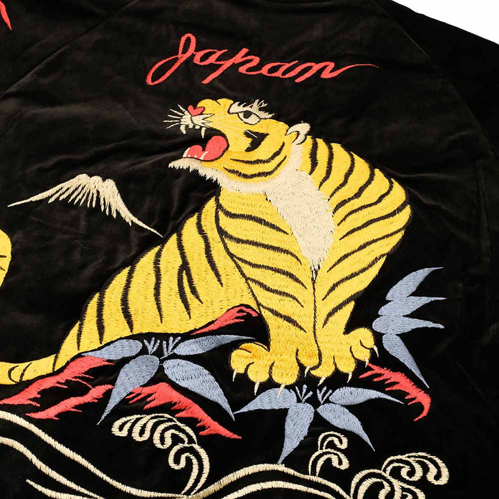 TAILOR TOYO - Mid 1950s Style Velveteen Souvenir Jacket - GOLD DRAGON & GOLD TIGER × JAPAN MAP - TT15840