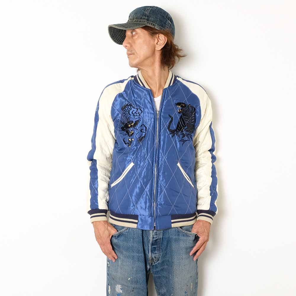 TAILOR TOYO - Velveteen Souvenir Jacket - WHITE DRAGON × BLACK EAGLE - TT15792-138
