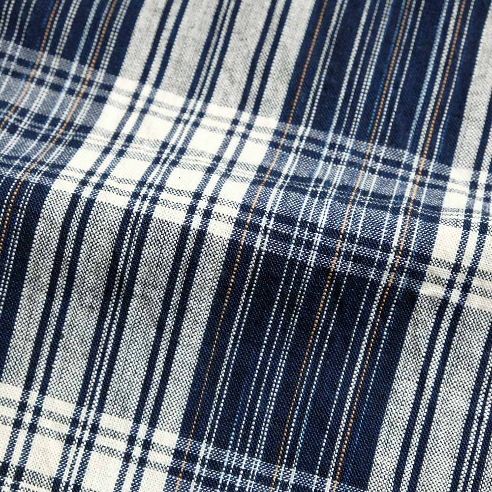 SUGAR CANE - FICTION ROMANCE - 6oz. INDIGO CHECK WORK SHIRT - SC29670