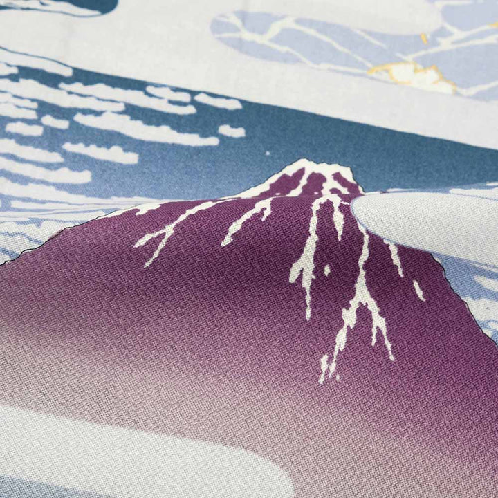 衣櫻 - シーチング素材 - 長袖レギュラーシャツ - 赤富士 - SA1665