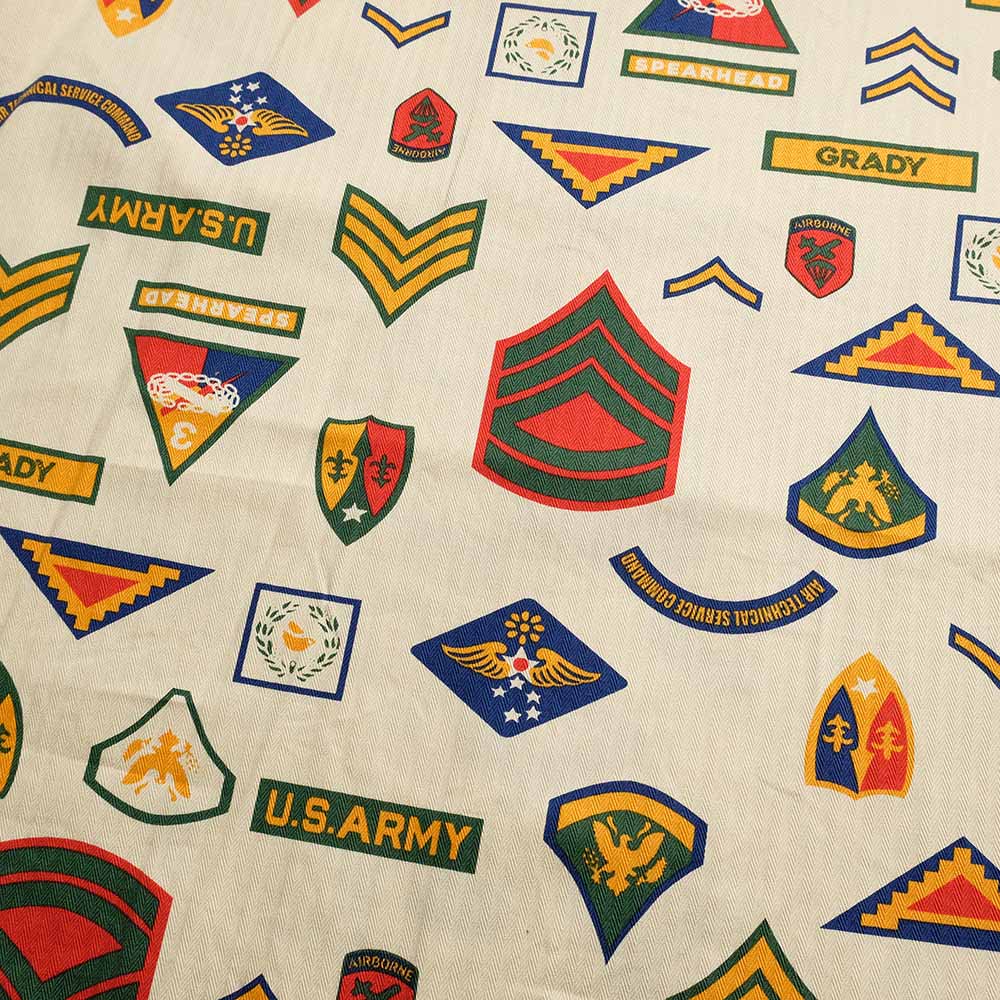 SUN SURF - COTTON HERRINGBONE HAWAIIAN SHIRT - INSIGNIA OF ARMY - SS39696